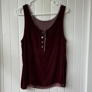 Raquel Allegra raw edged velvet tank top size 2